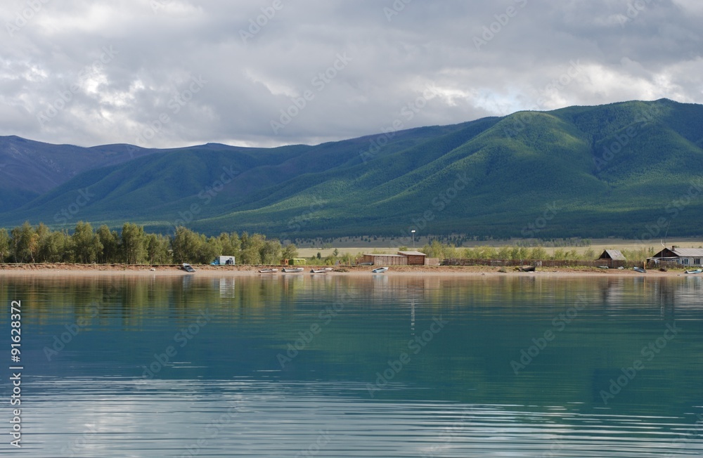 The lake and mountains in the Republic of Tuva