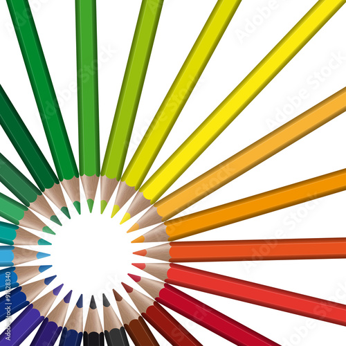 circle of colored pencils