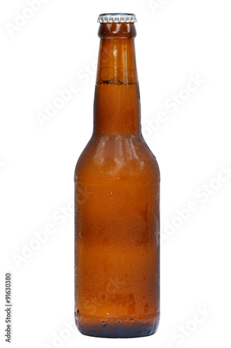 Bottle of cool beer for international beer day with isolated background.