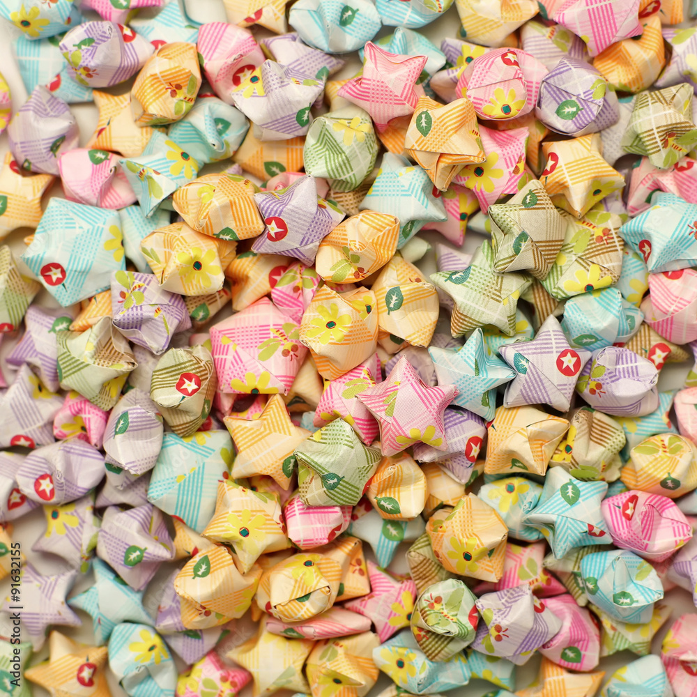 colorful of origami lucky stars