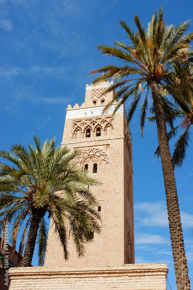 Koutoubia Mosque with palm trees