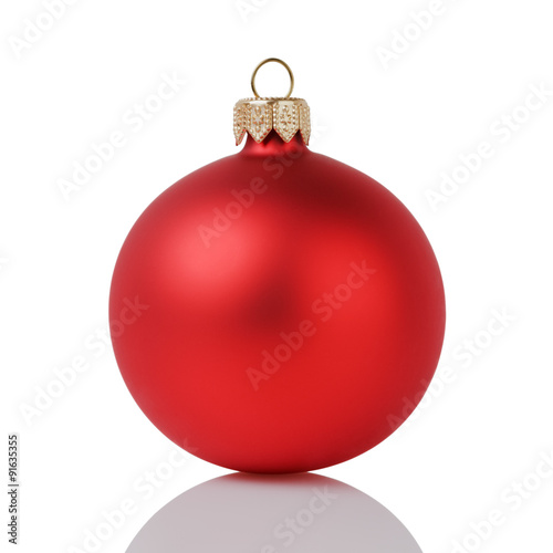 red christmas ball isolated on white