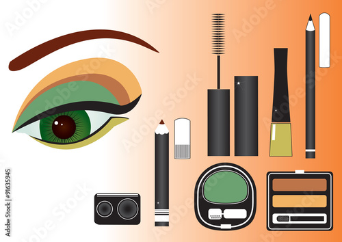 Makeup close-up.Vector image