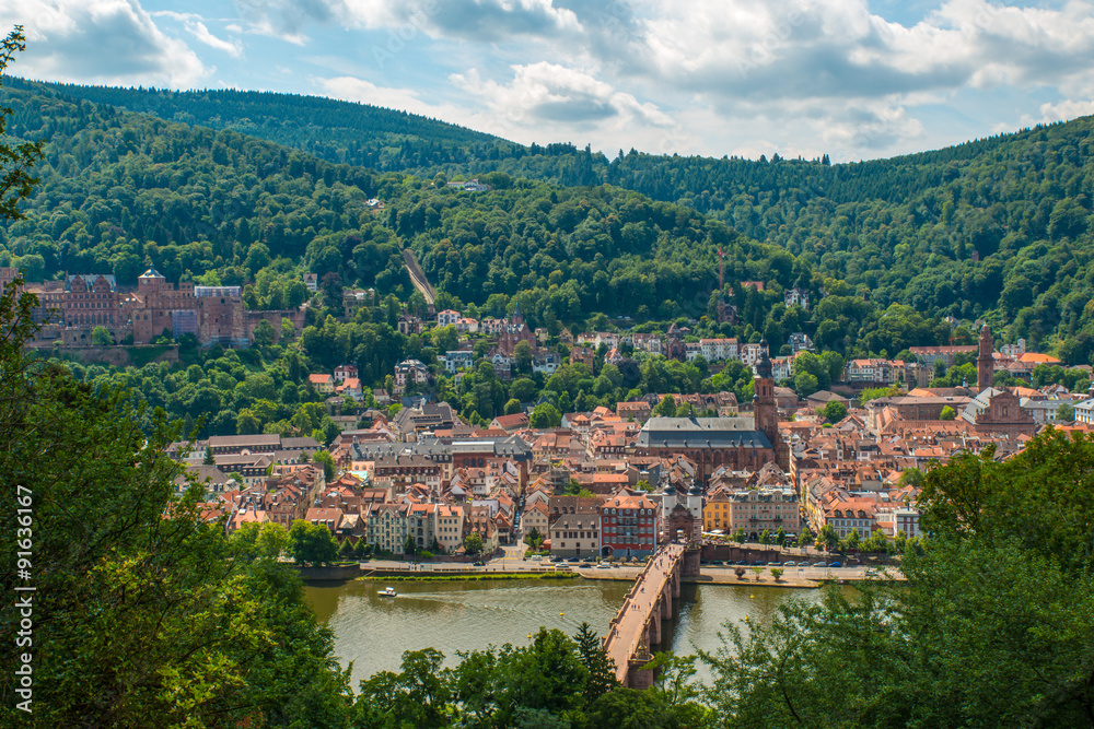 Heidelberg city at the river Neckar