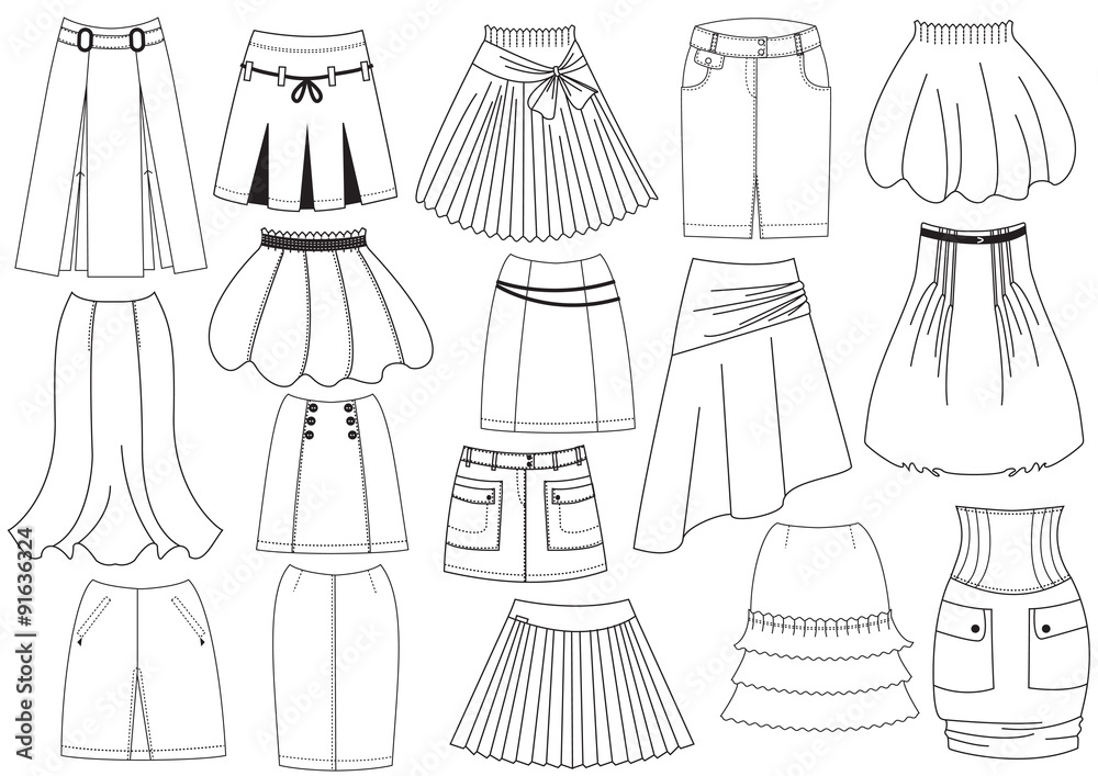 Vector skirts for woman fashion on white Vector skirts for woman fashion on white