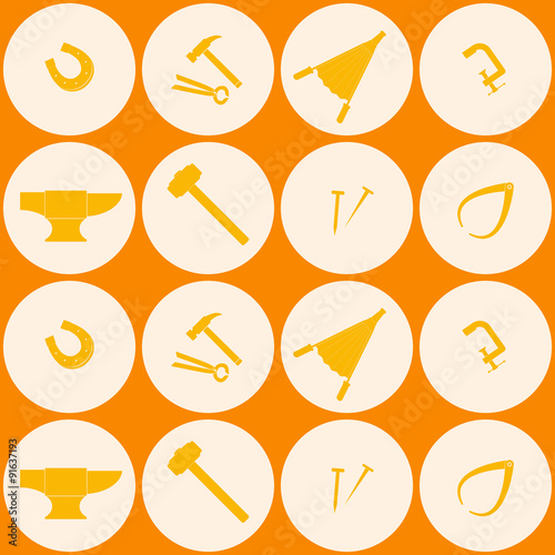 Seamless background with blacksmith tools for your design