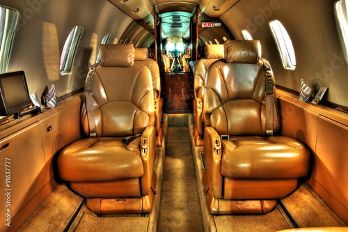 High definition photo of privat jet cabin photo