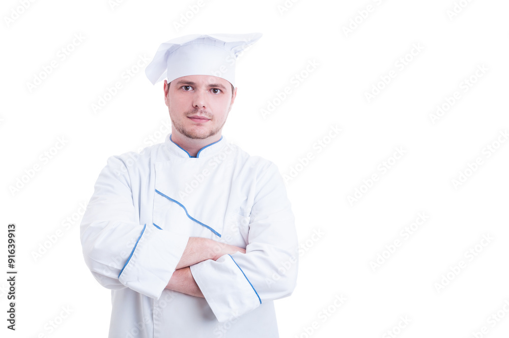Confident cook or chef standing with arms crossed Confident cook or chef standing with arms crossed