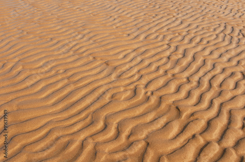 Wind patterns on the beach. Natural background of sand in ripple wave pattern.