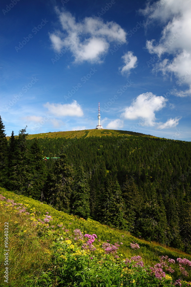 Mountain with transmitter