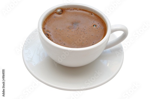 Classic porcelain white cup of espresso coffee isolated on white