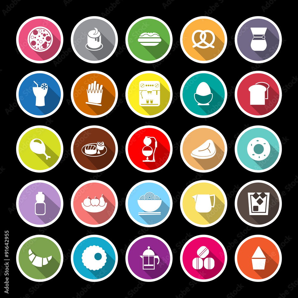 Easy meal flat icons with long shadow Easy meal flat icons with long shadow
