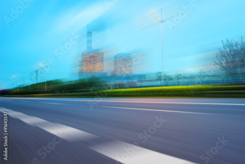 high way road near a power powerplant