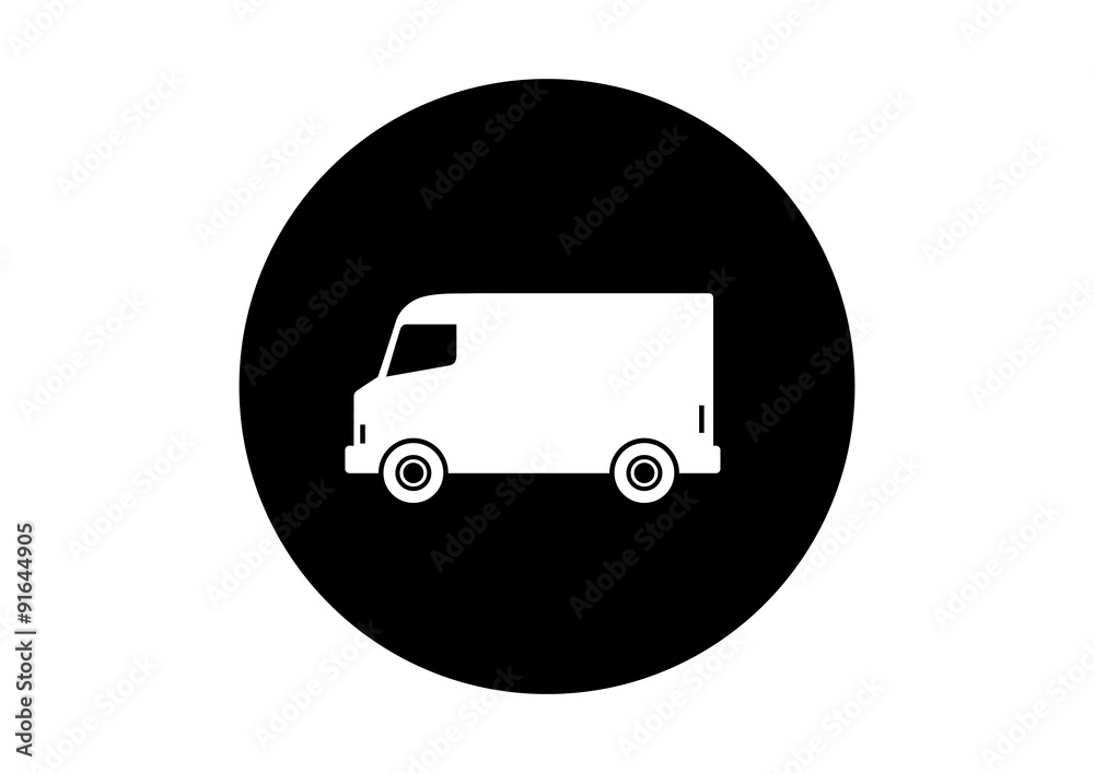 Black and white truck icon on white background Black and white truck icon on white background