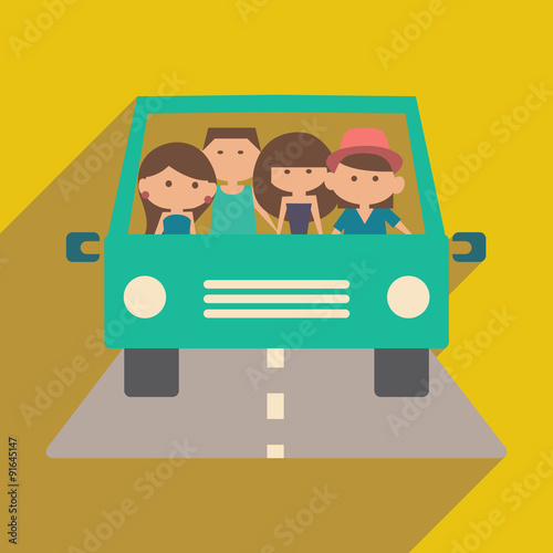 Flat with shadow icon and mobile application friendly travel
