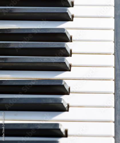 Piano keys close up.