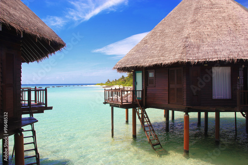 Fototapeta Naklejka Na Ścianę i Meble -  Maldives paradise water bungalows