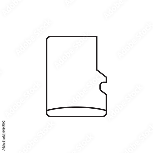 Vector icon of micro memory card in outline
