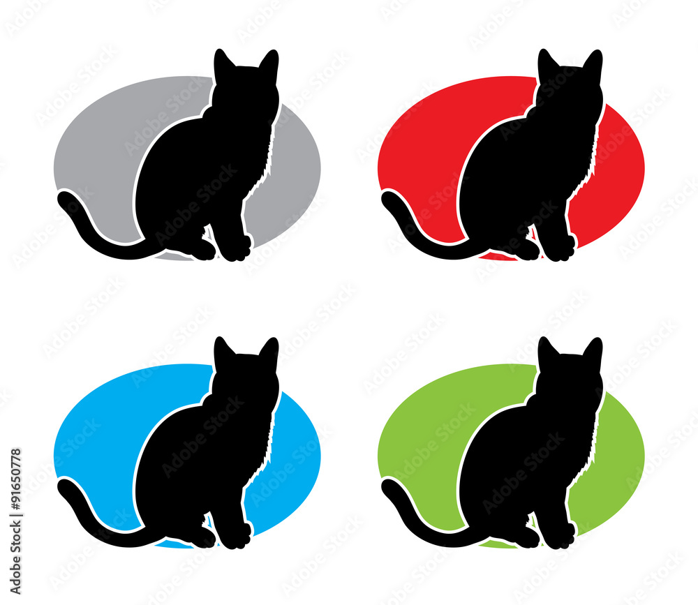 Cute cat silhouette logo. Good use for your symbol, logo, web icon, or any design you want. Easy to use.