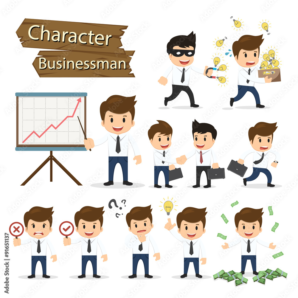 Set of business character expressing feeling and emotional conce
