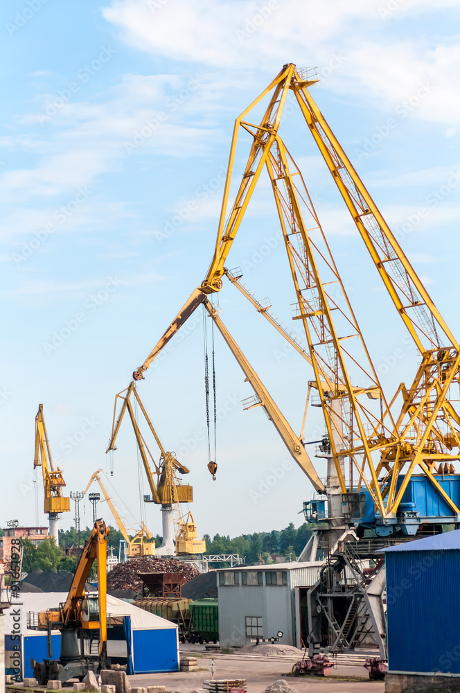 cargo cranes in the port of