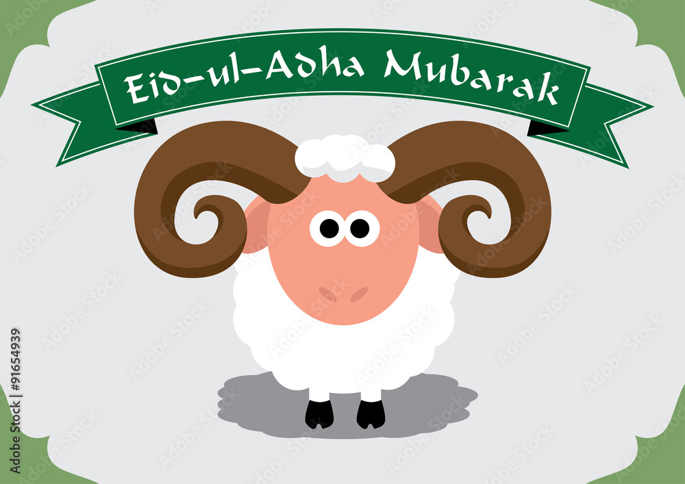 Cute sheep on seamless islamic pattern for muslim festival of sacrifice Eid-ul-Adha (Bayram) text: mubarek sacrifice holiday Cute sheep on seamless islamic pattern for muslim festival of sacrifice Eid-ul-Adha (Bayram) text: mubarek sacrifice holiday