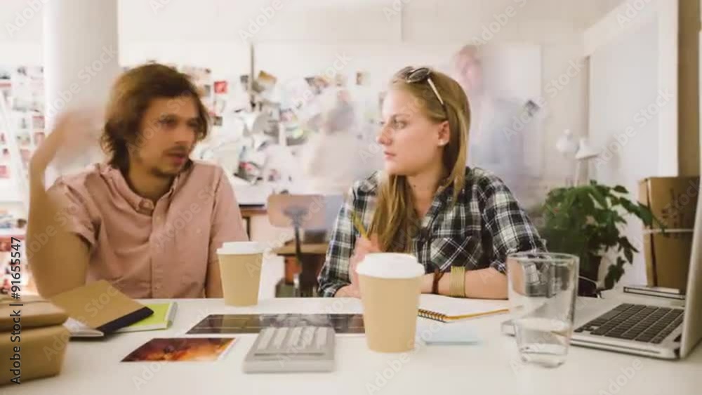 Mixed race group of people timelapse hipster office small business start up company planning creative meeting Mixed race group of people timelapse hipster office small business start up company planning creative meeting
