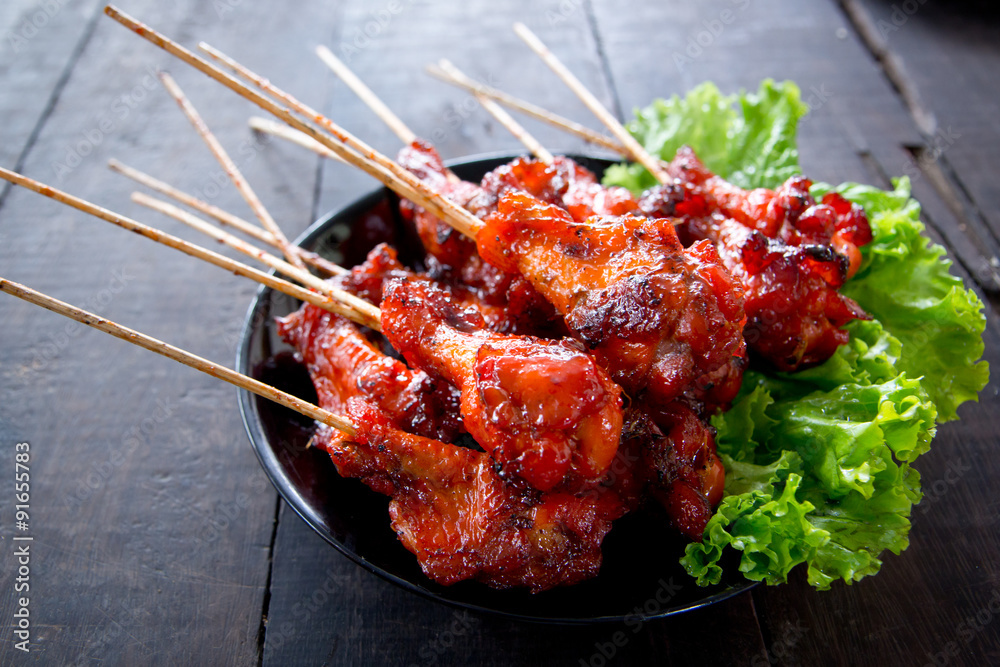 Grilled chicken stick, Thai traditional cooking