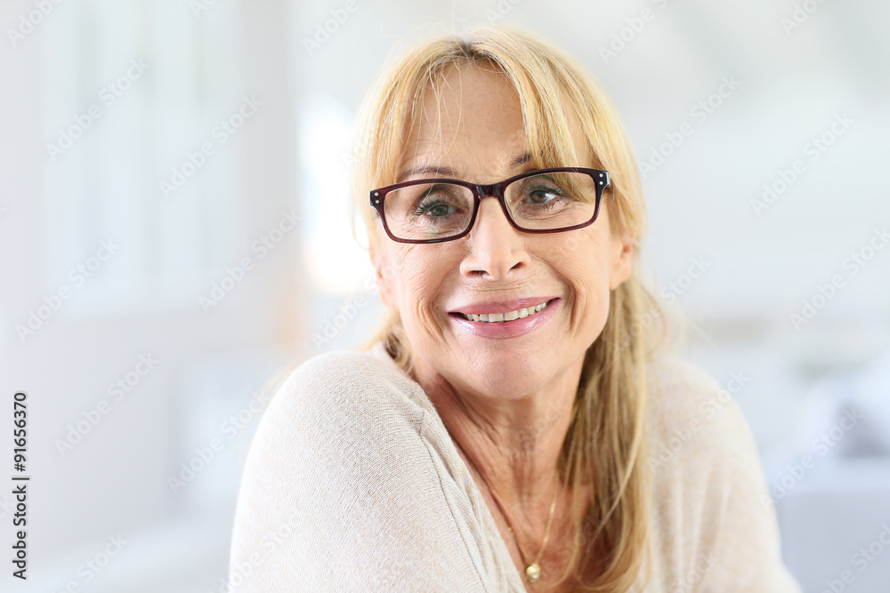 Portrait of elderly woman with eyeglasses Portrait of elderly woman with eyeglasses