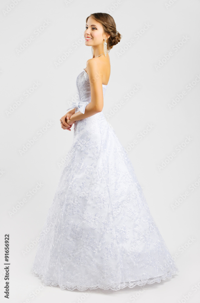 Young woman in wedding dress