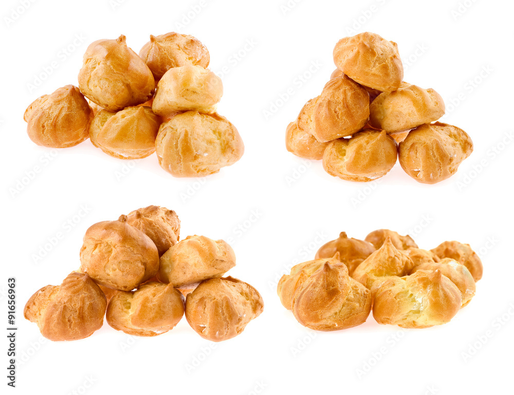 set of profiteroles pile isolated set of profiteroles pile isolated