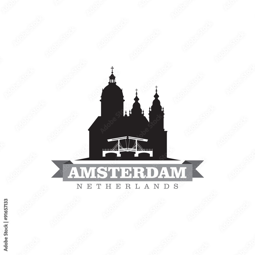 Amsterdam Netherlands city symbol vector illustration