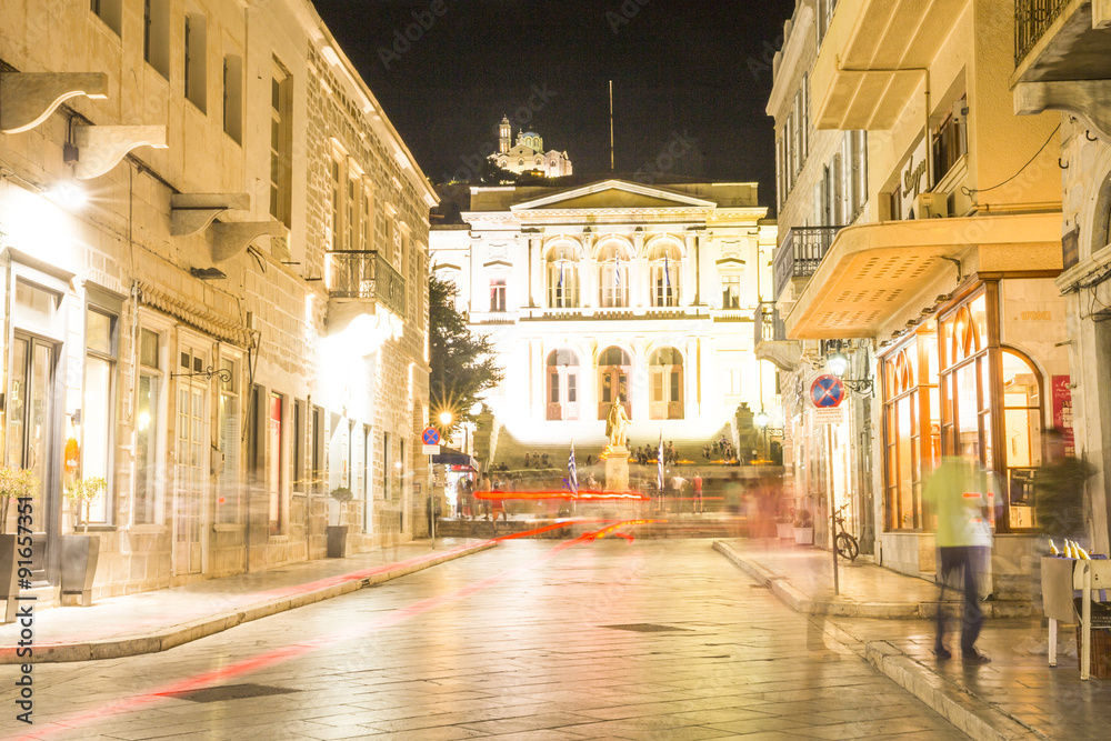 Syros, night, street