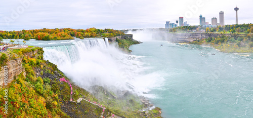 Panorama of Niagara Falls in autumn