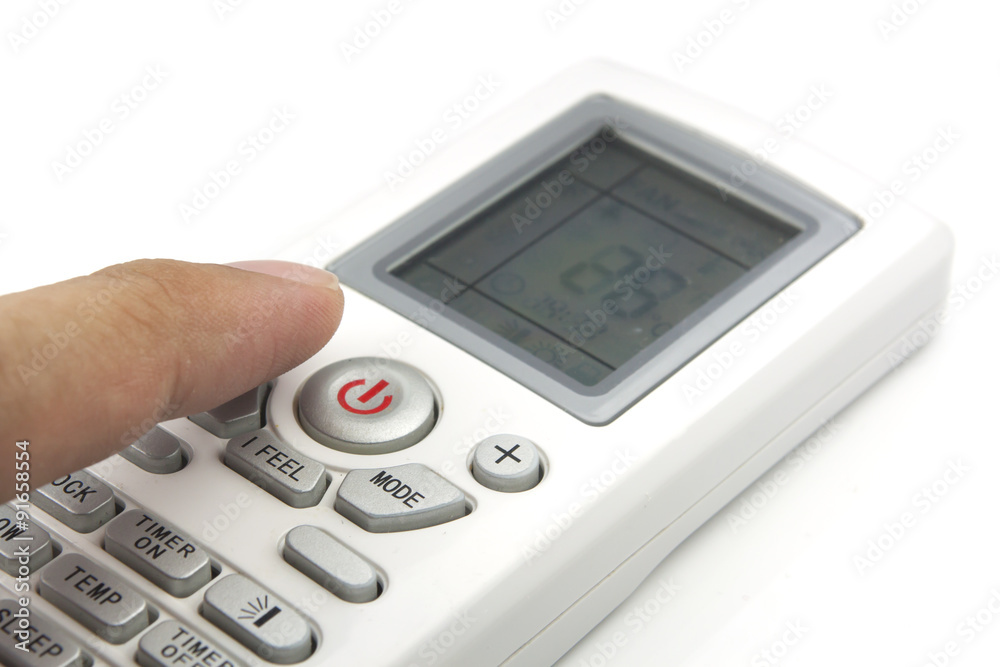 Turn off air conditioner with remote control for saving the ener Turn off air conditioner with remote control for saving the ener
