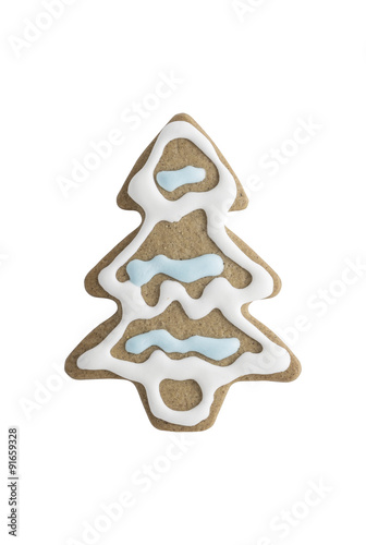 Tree shaped gingerbread cookie.