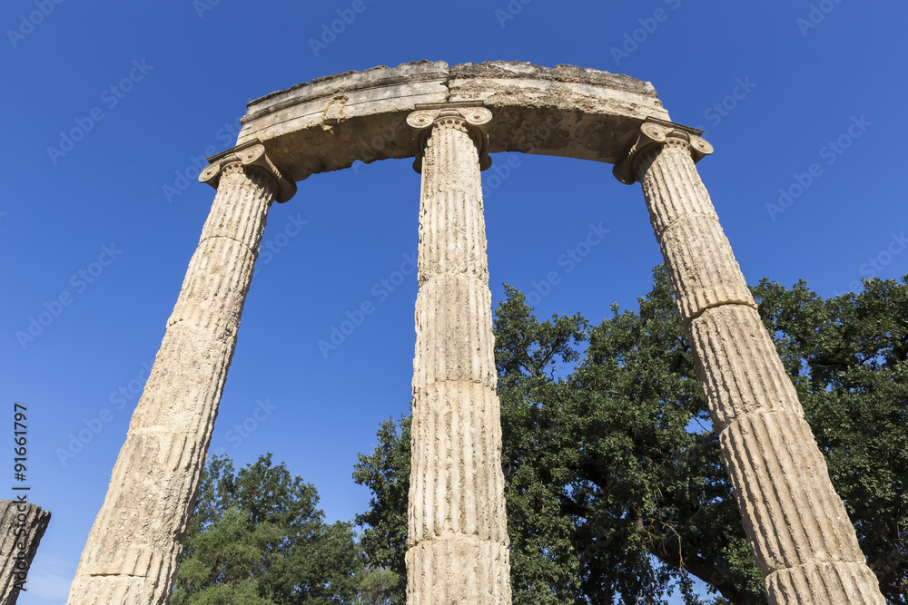 remains of the Philippeion at Olympia in Greece remains of the Philippeion at Olympia in Greece