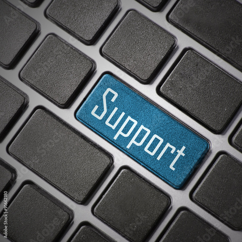 Keyboard with blue button of support