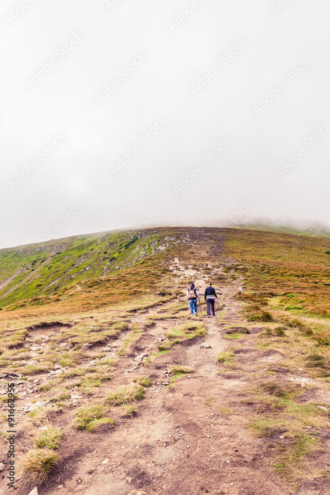 Tourists climb to the top of Hoverla Tourists climb to the top of Hoverla