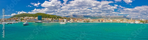 Split blue waterfront panoramic view