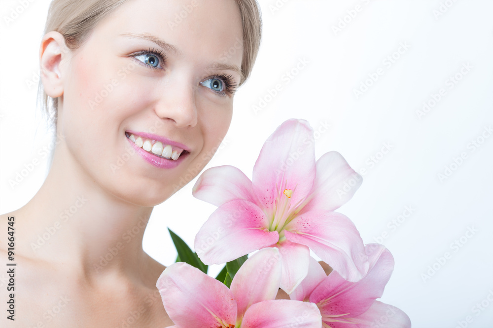Face of a beautiful woman with lily Face of a beautiful woman with lily