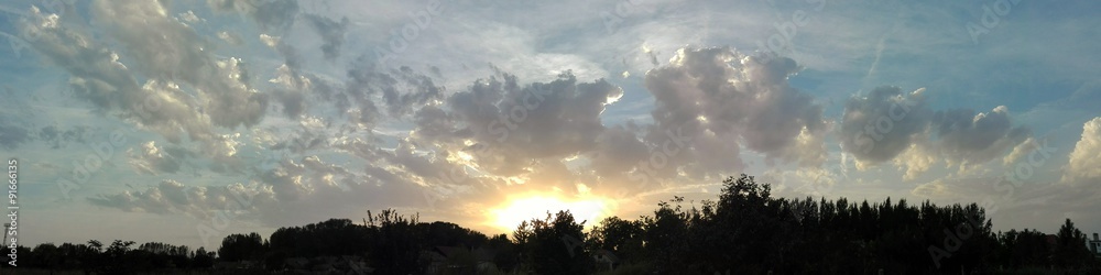 Sunset Panorama with Dramatic Clouds