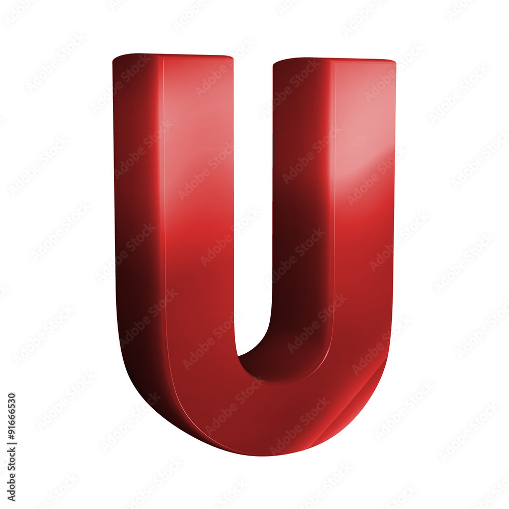 beautiful red 3d font. Letter U. beautiful red 3d font. Letter U.