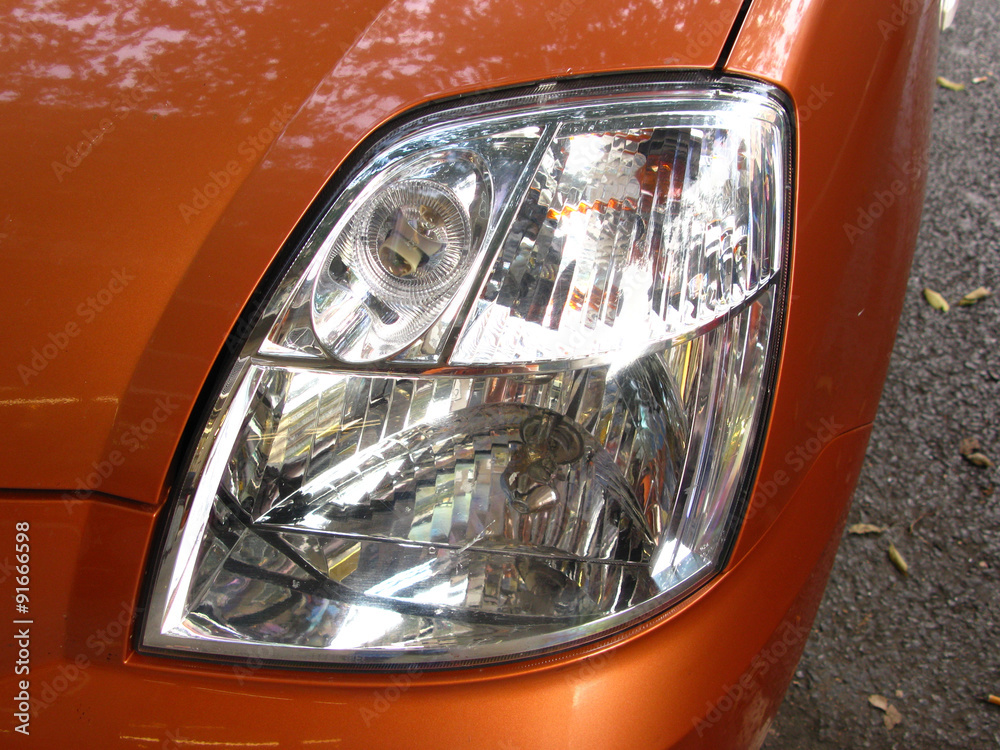 Car closeup headlight