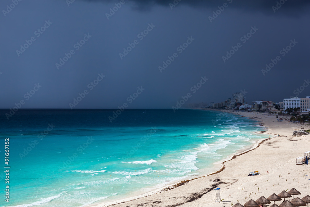 Rainy cloudly weather in Cancun