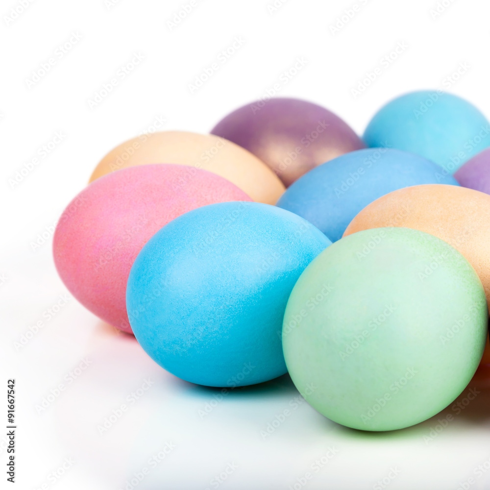 Easter eggs closeup on white Easter eggs closeup on white