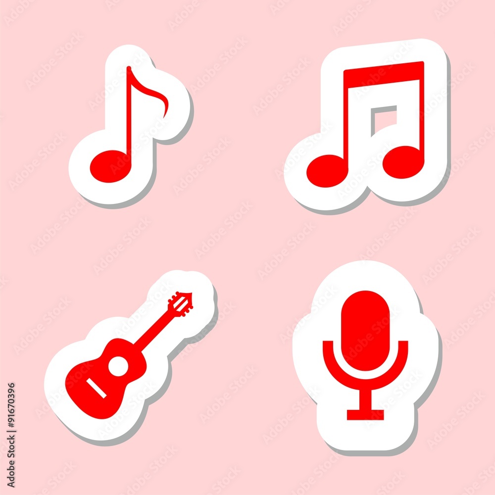 Music icons, Note, Microphone, Guitar Music icons, Note, Microphone, Guitar