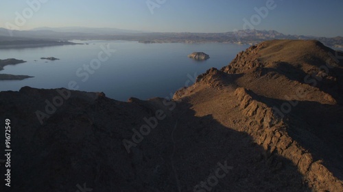 Aerial view of Lake Mead near the Hoover Dam.