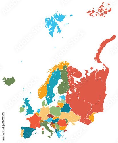 Europa Landkarte Vektor isoliert mit Länder Grenzen