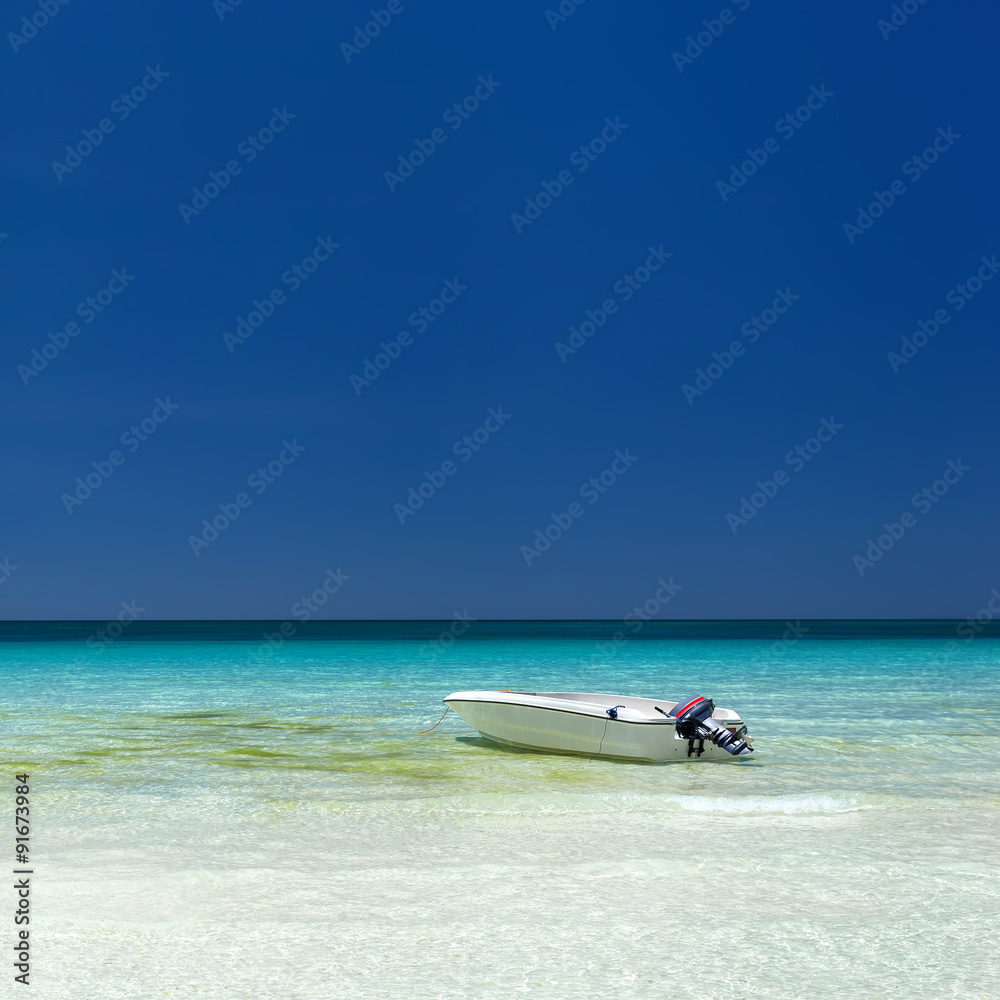 Motor boat at tropical sea